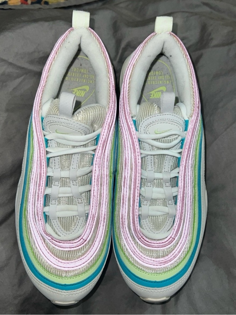 NIKE AIR MAX 97 EASTER EDITION SNEAKERS/HOLIDAY DESIGN W/ PINK GREEN BLUE//W 6.5